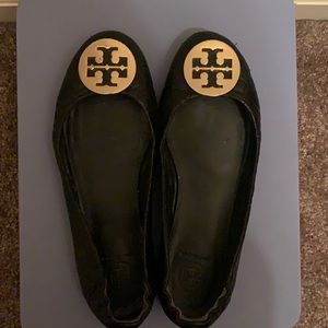 Tory Burch Black Quilted Minnie Ballerina Flats